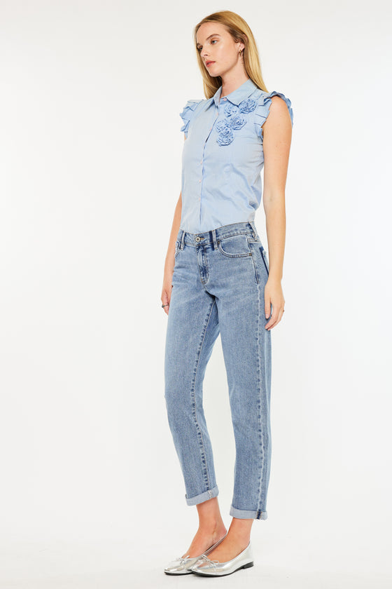 Lindsey Mid Rise Slim Boyfriend Jeans