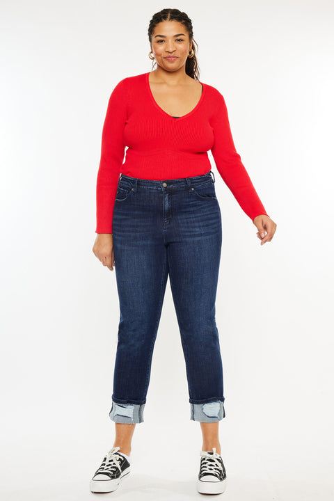 Raven Mid Rise Skinny Straight Leg Jeans (Plus Size) - Official Kancan USA