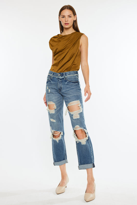 Janelle Mid Rise Boyfriend Jeans