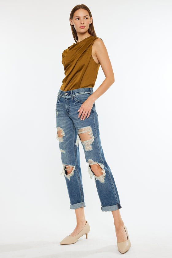 Janelle Mid Rise Boyfriend Jeans