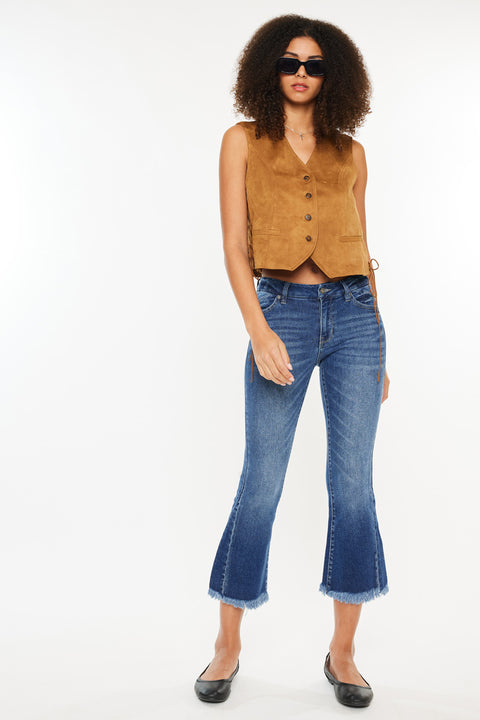 Merlie Mid Rise Cropped Flare Jeans - Official Kancan USA