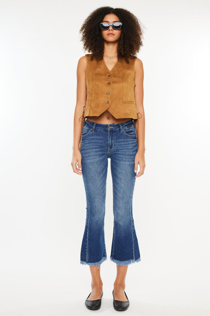 Merlie Mid Rise Cropped Flare Jeans - Official Kancan USA