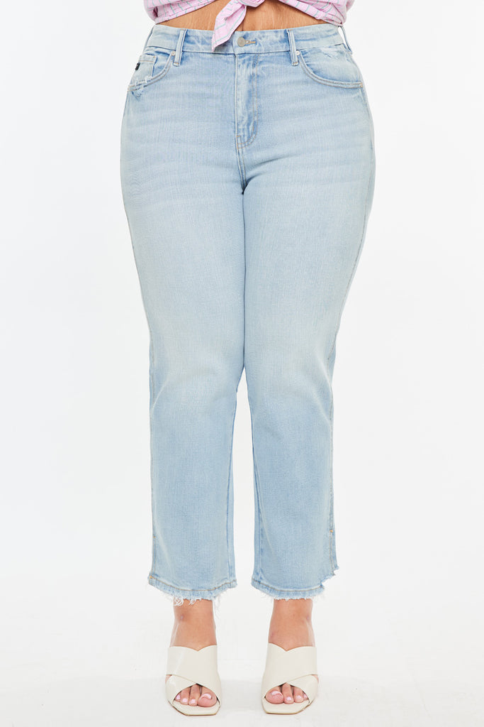 Hailey High Rise Cropped Straight Leg Jeans (Plus)