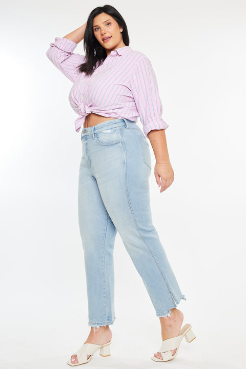 Hailey High Rise Cropped Straight Leg Jeans (Plus)