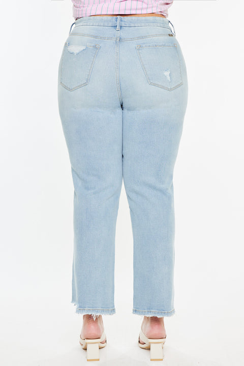 Hailey High Rise Cropped Straight Leg Jeans (Plus)