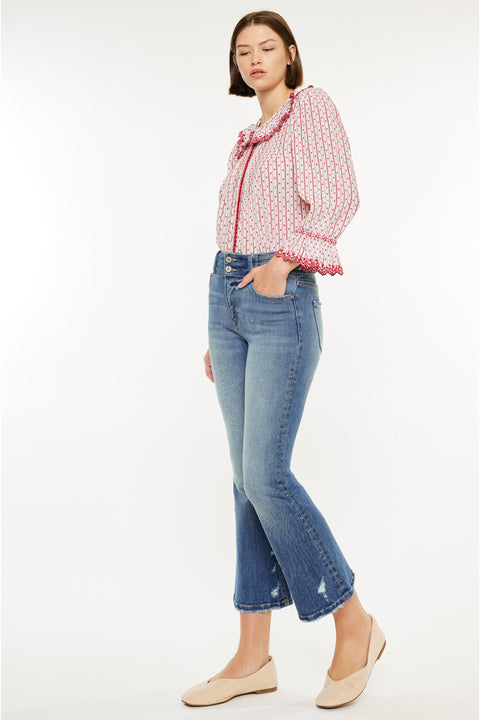 Hillary High Rise Cropped Flare Jeans - Official Kancan USA