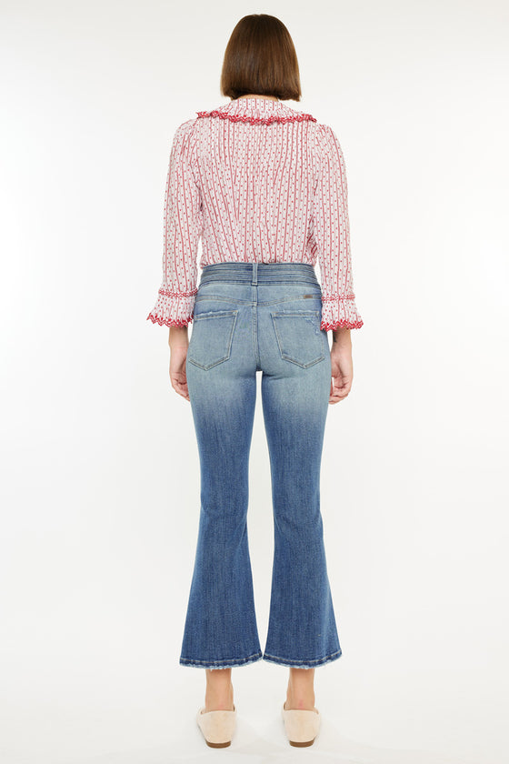 Hillary High Rise Cropped Flare Jeans - Official Kancan USA