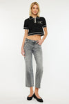 Chai Mid Rise Cropped Straight Jeans