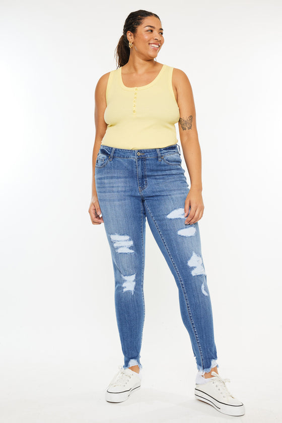 Summer Mid Rise Super Skinny Jeans (Plus Size) - Official Kancan USA