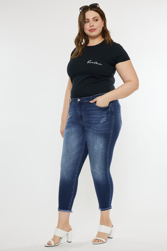 Jewels Mid Rise Ankle Skinny Jeans (Plus Size) - Official Kancan USA