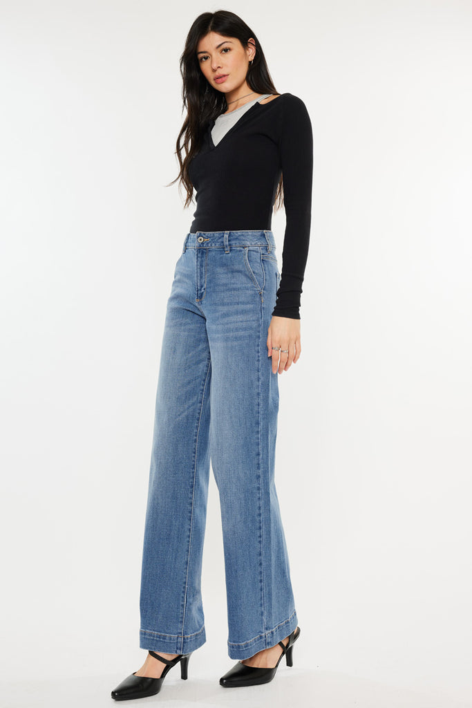 Bertha High Rise Trouser Wide Leg Jeans - Official Kancan USA