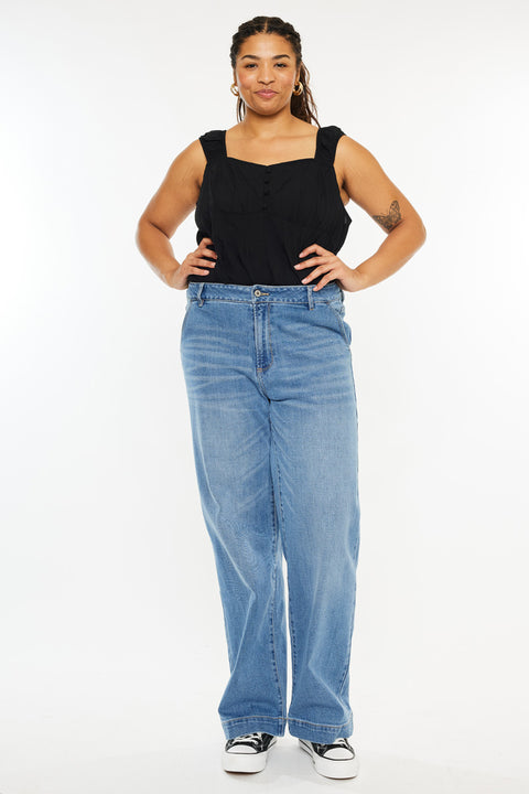 Martha  High Rise Trouser Wide Leg Jeans (Plus Size) - Official Kancan USA