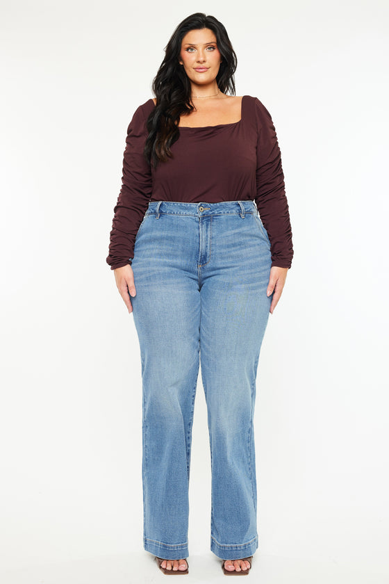 Martha  High Rise Trouser Wide Leg Jeans (Plus Size)