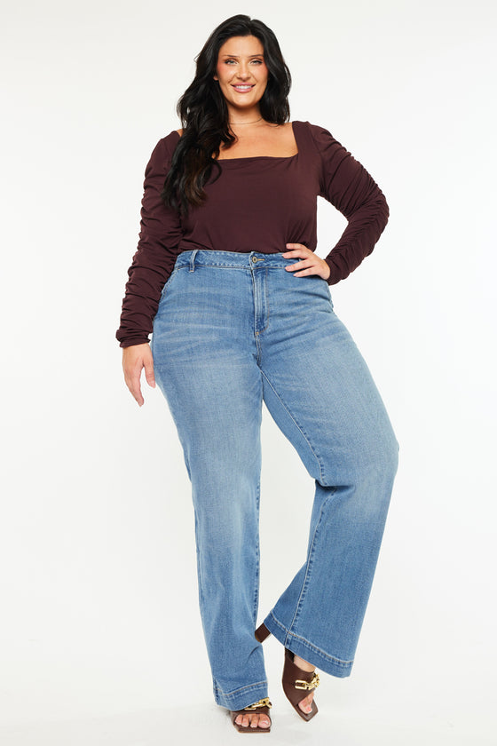 Martha  High Rise Trouser Wide Leg Jeans (Plus Size)