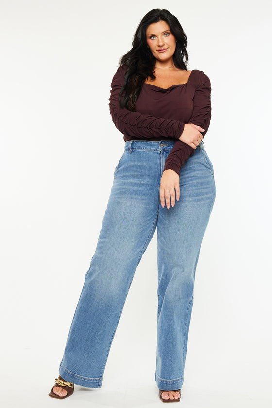 Martha  High Rise Trouser Wide Leg Jeans (Plus Size)