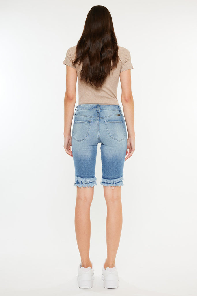 High rise bermuda jean shorts fashion