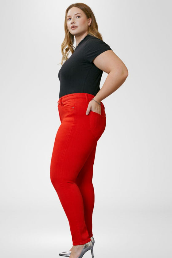 KanCan Plus Size High Rise Red Skinny Jeans