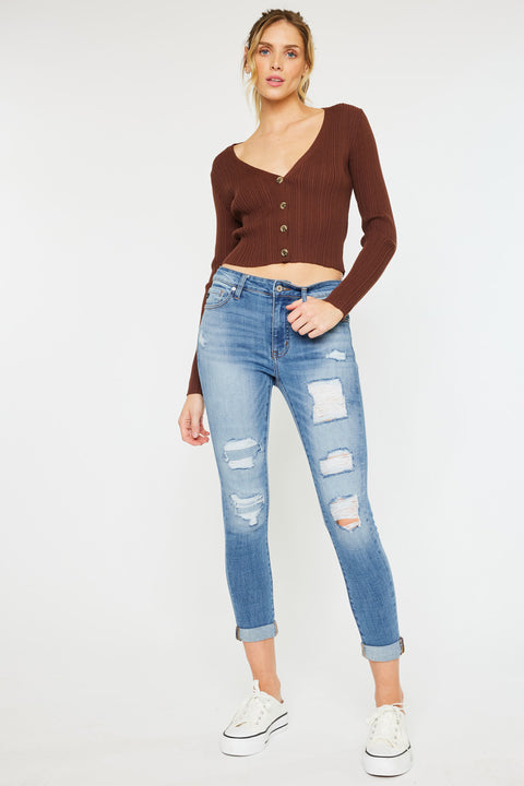 Caroline Mid Rise Ankle Skinny Jeans - Official Kancan USA