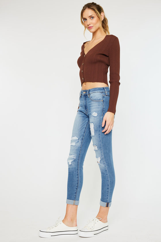 Caroline Mid Rise Ankle Skinny Jeans - Official Kancan USA