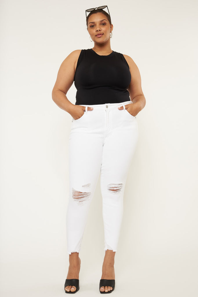 Lux Mid Rise Ankle Skinny Jeans (Plus Size) - Official Kancan USA