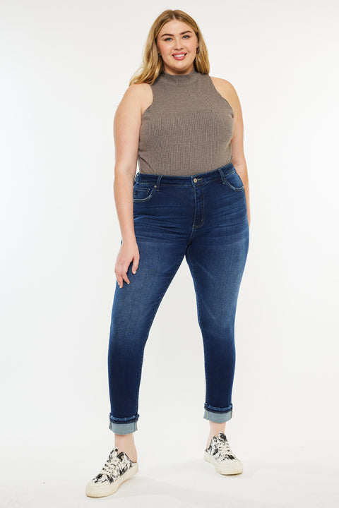 Lurdes Mid Rise Ankle Skinny Jeans (Plus Size) - Official Kancan USA