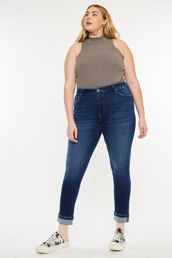 Lurdes Mid Rise Ankle Skinny Jeans (Plus Size) - Official Kancan USA