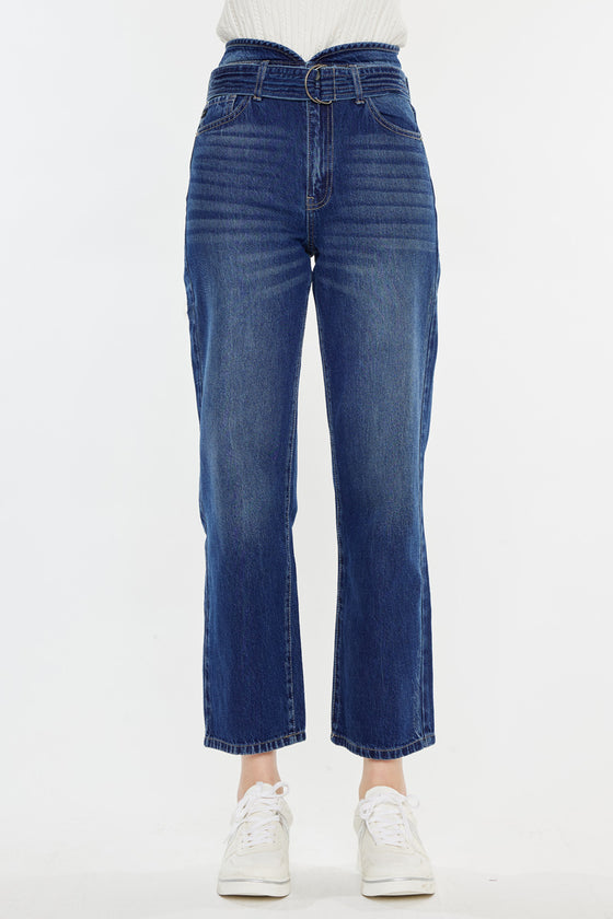 Kaas Ultra High Rise Belted Paperbag Straight Leg Jeans
