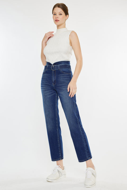 Kaas Ultra High Rise Belted Paperbag Straight Leg Jeans - Official Kancan USA