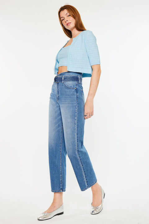 Kaas Ultra High Rise Belted Paperbag Straight Leg Jeans