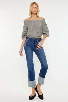  Gisela Mid Rise Crop Straight Jeans