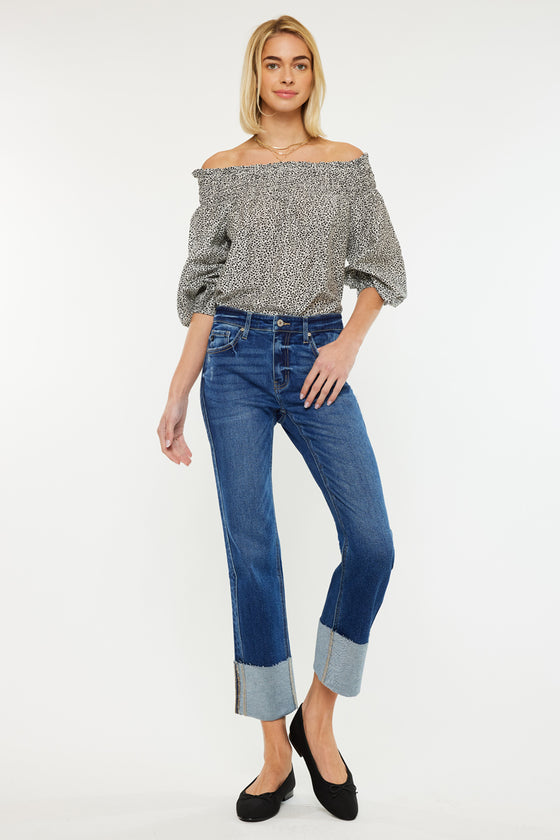 Gisela Mid Rise Crop Straight Jeans