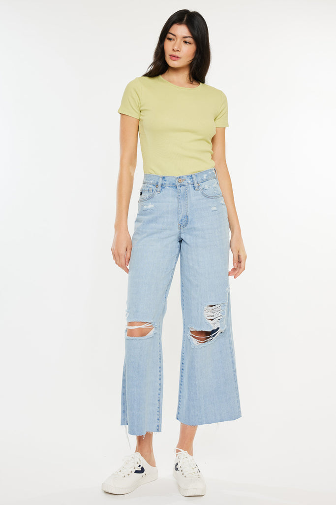 Mariyah Ultra High Rise Cropped  Wide Leg Jeans - Official Kancan USA