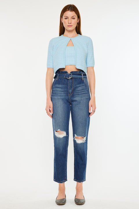 Blossom Ultra High Rise Belted Mom Jeans