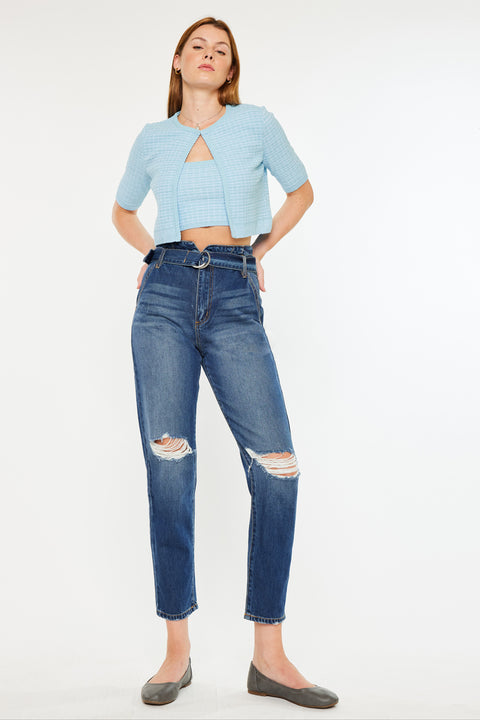 Blossom Ultra High Rise Belted Mom Jeans