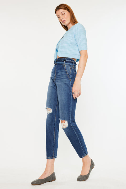 Blossom Ultra High Rise Belted Mom Jeans