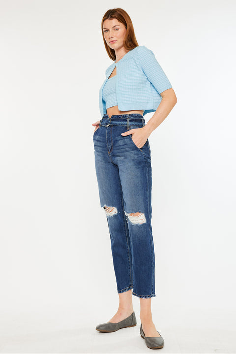 Blossom Ultra High Rise Belted Mom Jeans