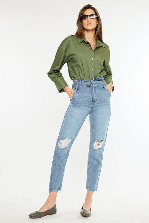 Blossom Ultra High Rise Belted Mom Jeans