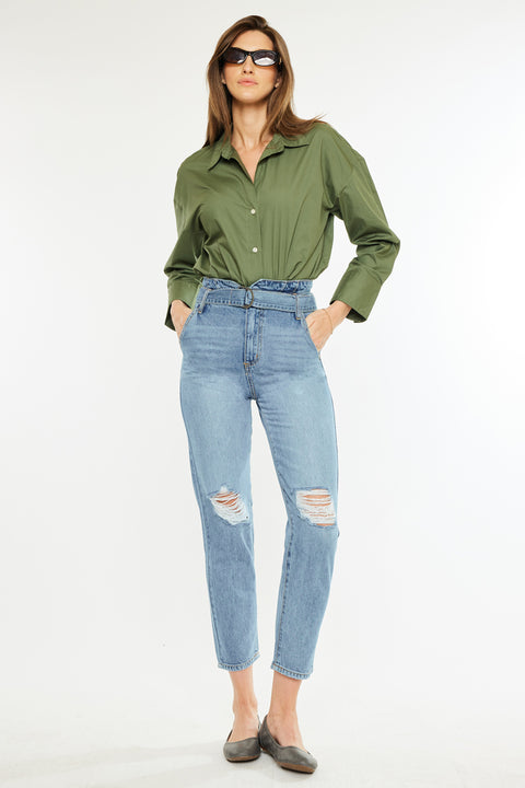 Blossom Ultra High Rise Belted Mom Jeans