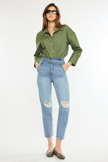  Blossom Ultra High Rise Belted Mom Jeans