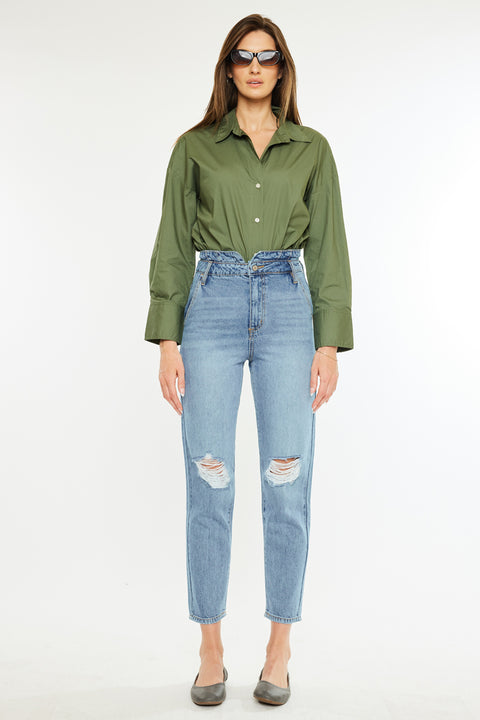 Blossom Ultra High Rise Belted Mom Jeans