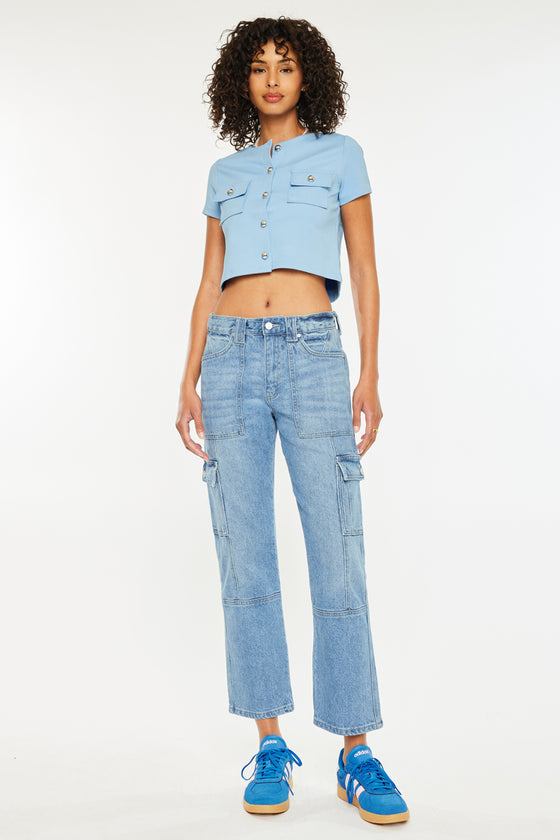 Aaliyah High Rise Slim Straight Leg Cargo Jeans