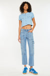 Aaliyah High Rise Slim Straight Leg Cargo Jeans