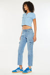 Aaliyah High Rise Slim Straight Leg Cargo Jeans