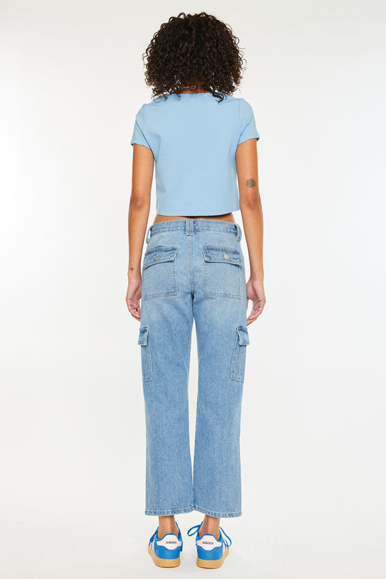 Aaliyah High Rise Slim Straight Leg Cargo Jeans