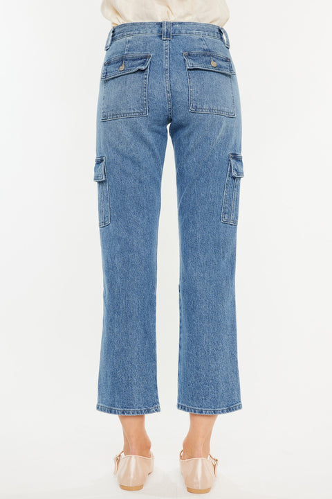 Aaliyah High Rise Slim Straight Leg Cargo Jeans - Official Kancan USA