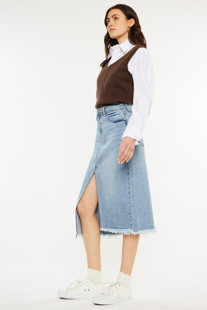 Indigo High Rise Midi Skirt - Official Kancan USA