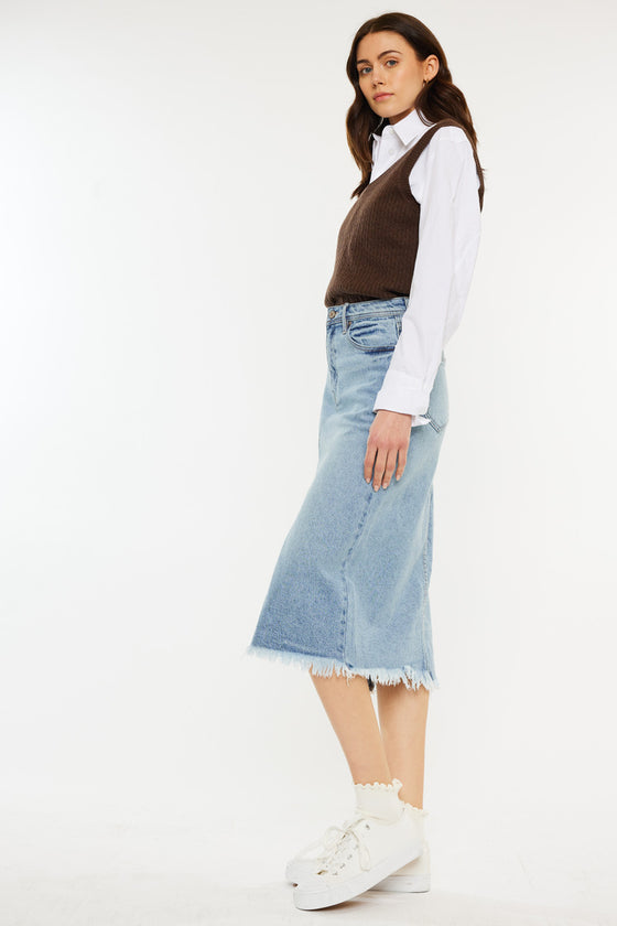 Indigo High Rise Midi Skirt - Official Kancan USA