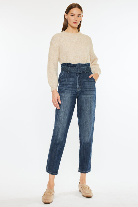 Thalia Ultra High Rise Belted Mom Jeans