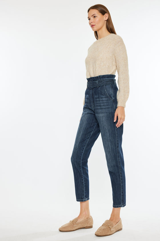 Thalia Ultra High Rise Belted Mom Jeans