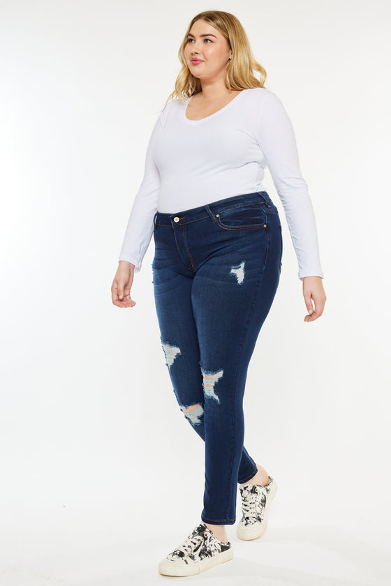 Jennifer Mid Rise Super Skinny Jeans (Plus Size) - Official Kancan USA